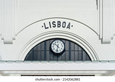 Entrance portal from the ferry port in Lisbon, Portugal - Lisboa is the Portuguese word for Lisbon, the capital of Portugal 