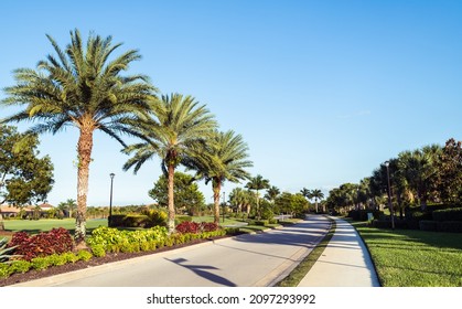 Entrance To A Rich Neighborhood For Golfing In South Florida.