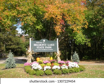 The Entrance Sign To Belmont Lake State Park In West Babylon, Long Island, NY.