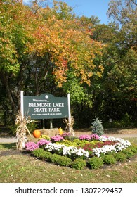 The Entrance Sign To Belmont Lake State Park In West Babylon, Long Island, NY.