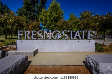 The Entrance Sign To The Campus Of Fresno State University In Fresno, California On September 14, 2018. (0091)