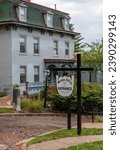 Entrance to Snake Alley in Burlington Iowa which has the world record for steepest bendy street