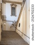 Entrance stairs of the Brera Art Gallery in Milan. 