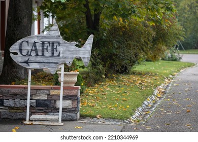 Entrance To The Street Cafe In The Park. Cafe Entrance