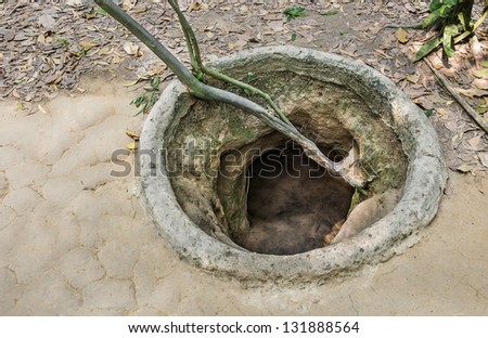 Entrance of a tunnel - Cu Chi Tunnels, Vietnam