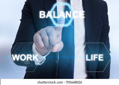 Entrepreneur Hand Pointing The Balance Icon Between Life And Work