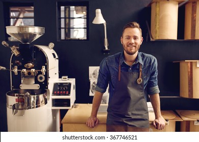 Entrepreneur in his modern coffee roastrery and distribution spa - Shutterstock ID 367746521