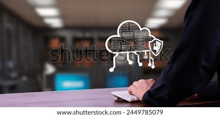 entrepreneur stores data securely and encrypted on a server or in an online cloud