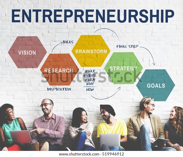 Entrepreneurship Strategy Business Plan Brainstorming Graphic Stock