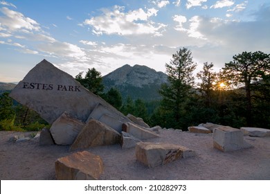 Entry To Estes Park, Colorado, At Sunrise, Summer Time. 