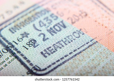 Entry stamp, Heathrow airport, London	 - Shutterstock ID 1257761542