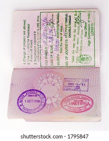 Entry Stamps And Visa In A Uk Passport