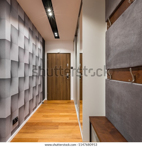 Entryway Modern Wallpaper Ceiling Lighting Stock Photo Edit