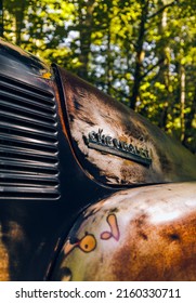 Enumclaw, WA, USA
April 5, 2022
Vintage Chevy Truck With Patina View Of The Front Hood