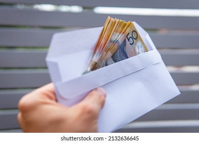 Envelope Full Of Australian Cash Notes Money