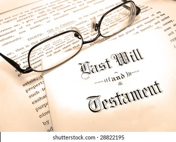 Envelope With Last Will And Testament And Reading Glasses