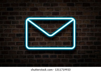 The envelope, the neon sign on the background of the fire wall. Email concept, business. - Powered by Shutterstock