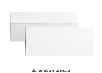 Envelope On White Background. Back And Front. Clipping Path.