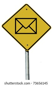 An envelope sign isolated on a plain white background.