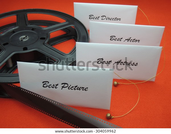 Envelopes with winners for\
a movie award