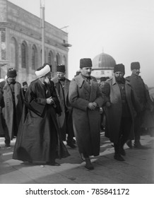 Enver Pasha and Cemal Pasha ( right) in Jerusalem in 1916, at the Dome of the Rock. Enver, as Minister of War, was the main leader of Turkey from 1914-1918. Cemal lead the Ottoman army against Britis