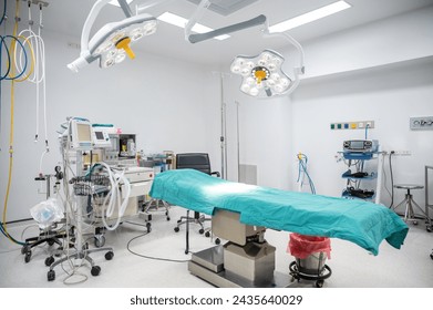 An environment in operating room (or surgical room) in hospital. The Operating Room, or OR, is a large, sterile room where surgeons operate on patients. - Powered by Shutterstock