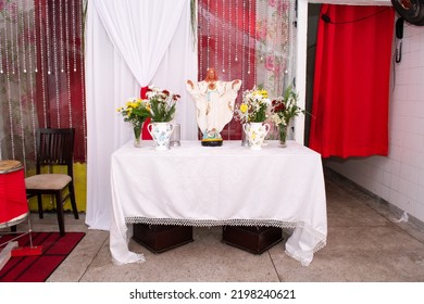 Environment Prepared For Xango Party In Ritual Of Brazilian Religion Of African Descent Candomblé