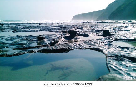 Environmental Disaster With Oil Spill Slick On The Coast Of Australia