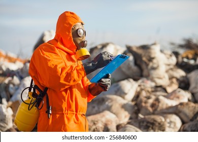 Environmental Engineer Working On Regulation And Monitoring Of Pollution On The Municipal Landfill.