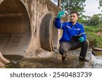 Environmental engineers inspect water quality,Bring water to the lab for testing,Check the mineral content in water and soil,Check for contaminants in water sources.