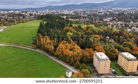 environmental evaluation of housing developments near vibrant fallcolored woodland borders