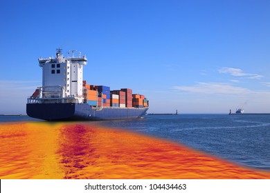 Environmental Pollution Caused By Oil Spill From The Ship.