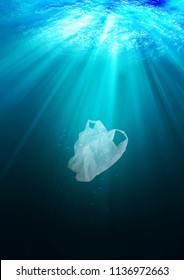 environmental protection concept. plastic bag pollution in ocean