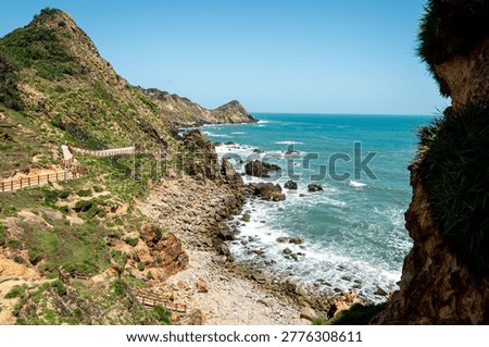 Eo Gio dramatic rock formations coastline blue ocean Vietnam