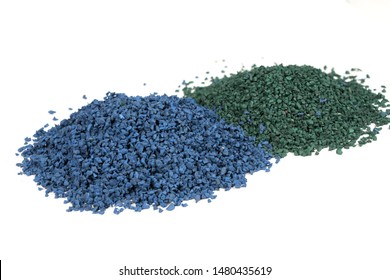 EPDM Rubber Granules . Colored Rubber Granules On White Background