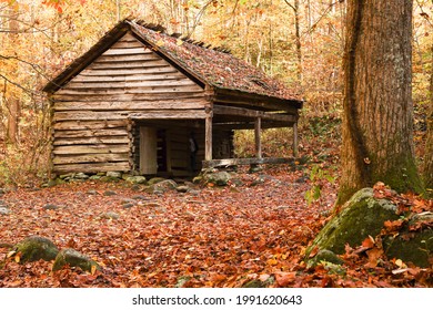 Ephraim Bales Appalachian Barn Great Smoky Mountains Fall Colors 