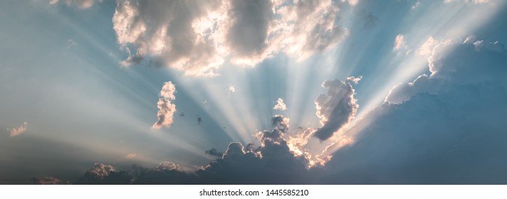 Epic Cloudy Sky Holy Sun Light Beams