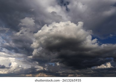 Epic Dramatic Storm sky with dark cumulus rainy clouds abstract background texture, thunderstorm