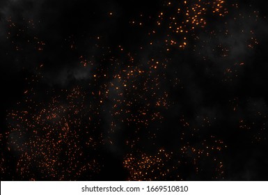 Epic Fire Burning Photo Overlay Explosion With Smoke And Dust On Black Background.