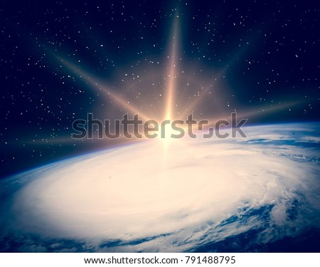 Epic sunrise from space. The elements of this image furnished by NASA.