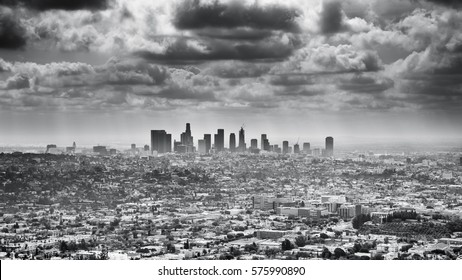 Epic View Of Los Angeles, Black And White