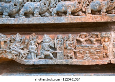 Episode Of Bhakta Prahlada Being Totured In Many Ways Kedareshwara Temple, Halebidu, Karnataka, India