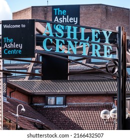 Epsom Surrey, London, June 11 2022, Ashley Centre Shopping Mall Entrance In Epsom With No People