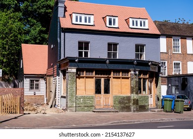 Epsom Surrey, London, May 08 2022, Town Centre High Street Restaurant Refurbishment With No People