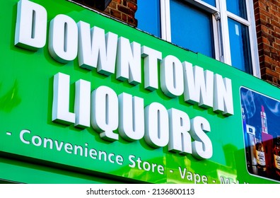 Epsom Surrey London UK, March 17 2022, Downtown Liquors Alcohol Off Licence High Street Retail Shop 