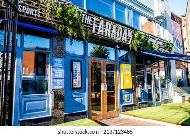 Epsom Surrey London UK, March 19 2022, The Faraday Sports Bar And Pub Hospitality Retail High Street Outlet With No People