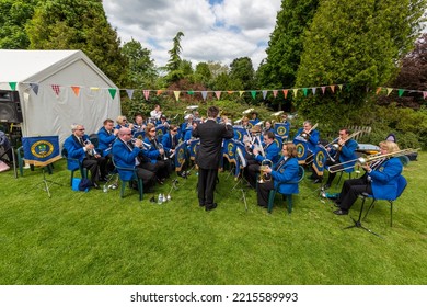 EPSOM, SURREY, UK - 2013 June 2: Epsom And Ewell Silver Band Playing Outdoors In Alexandra Park