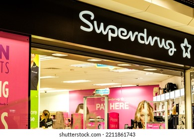 Epsom Surrey UK, October 09 2022, Superdrug High Street Retail Chain Store