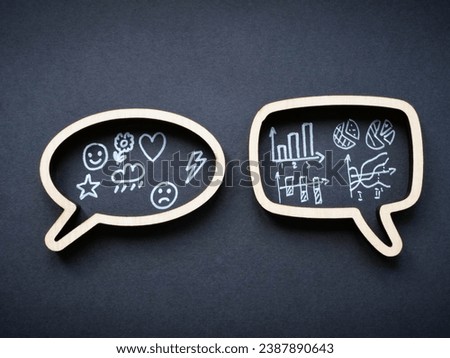 EQ and IQ concept. Speech bubbles with charts.