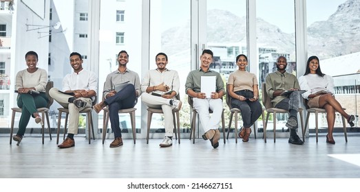 Equal Opportunity For All. Shot Of A Group Of People Waiting To Be Interviewed For A Job At A Modern Office.